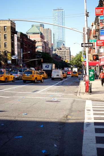 Gloves strewn down 9th Ave