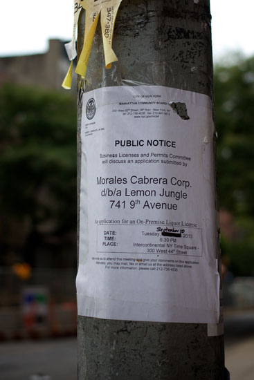 The original notice for Lime Jungle's liquor license