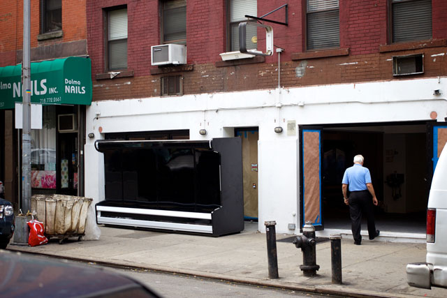 The cleared storefront of the former Pam Encore spot