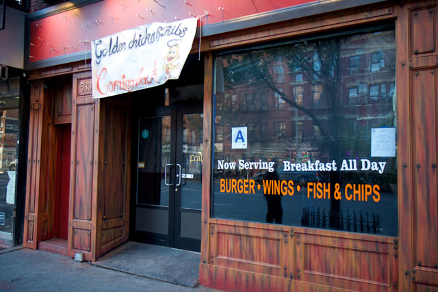 The exterior of the future home of Golden Chicken & Ribs