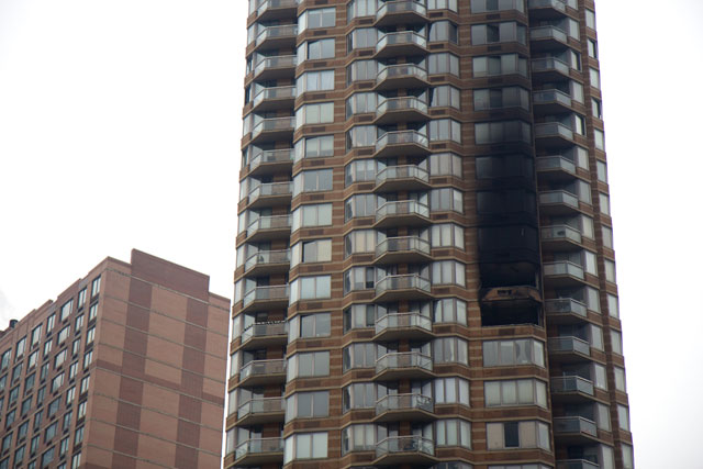 The destroyed apartments at the Strand