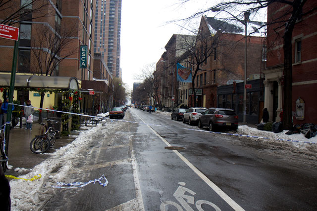 The closed entrance to W 43rd St
